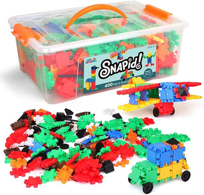 Snapid Building Bricks 400 Pcs Connecting Toy - Strong Durable Colorful Block Set w Storage, Interlinking Construction Blocks for Kids - STEM Development, Creativity and Educational Children Toys, 4+