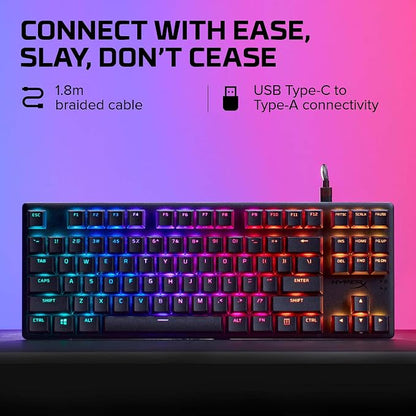 HyperX Alloy Origins Core Mechanical Gaming Keyboard PBT Keycaps Tenkeyless TKL Blue Switch Clicky LED RGB Backlight Playstation Xbox Licensed for PC, PS5, PS4, Xbox Series X|S, Xbox One, Desk Setup