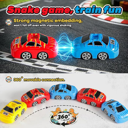Remote Control Dinosaur Truck Toy Eat Cars for Kids 3-7 | RC Triceratops, 9 Mini Magnetic Cars, 2 Speed, 2.4G Rechargeable, Birthday Holiday Gift for Dino & RC Cars Lover
