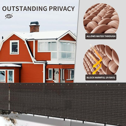 LOVE STORY Custom Size 3'x25' Brown Balcony Privacy Screen,UV Block Privacy Fence Screen,90% Shield for Outdoor Pool Garden Apartment Railing