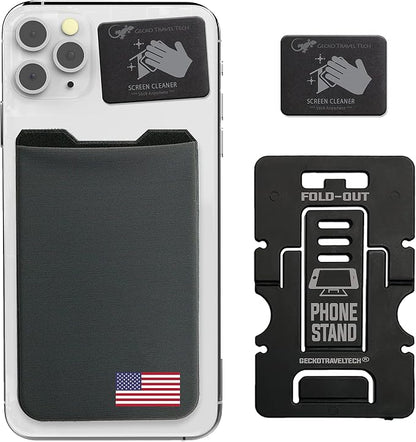 Phone Wallet - Adhesive Card Holder - Cell Phone Pouch - Stick on Lycra Pocket by Gecko - Carry Credit Cards and Cash