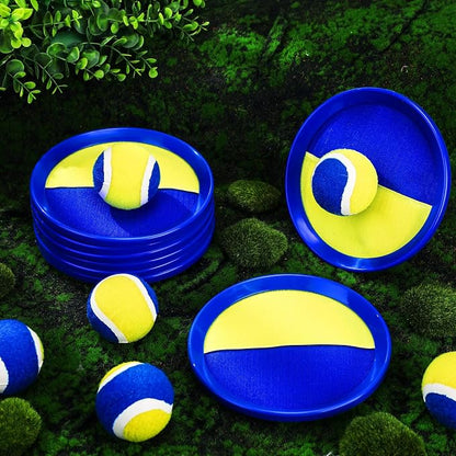 Charniol Kids Toys Toss and Catch Game Set Beach Outdoor Ball Sports Games Toss and Catch Ball Nylon Toys for Adults Kids(Yellow Blue,24 Paddles 12 Balls)
