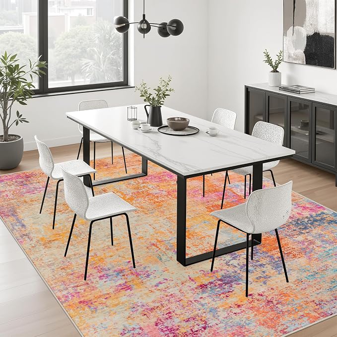 9x12 Area Rug Living Room Rug: Washable Modern Abstract Soft Thin Rug Indoor Floor No Slip Carpet for Bedroom Dining Room Farmhouse Nursery Home Office - Galaxy Haze