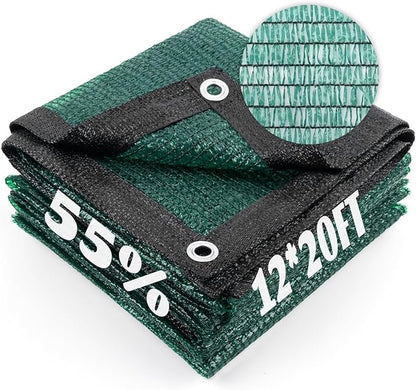 Cool Area 55% Sun Shade Cloth Mesh Tarp with Grommets for Plant Cover 12x20ft Patio Canopy Garden Pergola Greenhouse Car Barn Kennel Dark Green