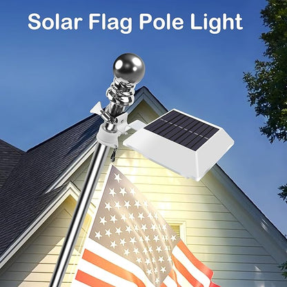 Solar Flag Pole Light, Bright Warm White 3000k Flagpole Light Upgrade Solar Powered for 5ft 6ft Flag Pole, Outdoor Dusk to Dawn Led Solar Lights, Outside House Garden Yard American Flags Decor, White