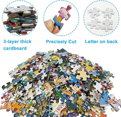 Puzzles for Adults 1000 Pieces Vintage World Travel, Jigsaw Puzzles Landscape Poster Puzzle Landmarks, 1000 Piece Scenic Jigsaw Puzzles for Adults 90 Scenics World Scenery