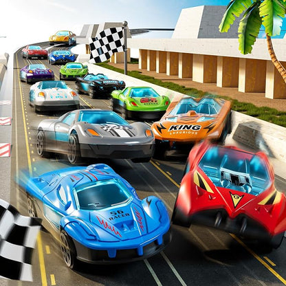 Race Track Truck Toys for 3 4 5 6 7 8 Years Old Boys, Carrier Vehicle Playset with 12 Die-Cast Racing Car Toys, 2-Tier Storage, Car Ramps, Birthday Gifts for Toddlers Kids Girls Age 3-5 4-8