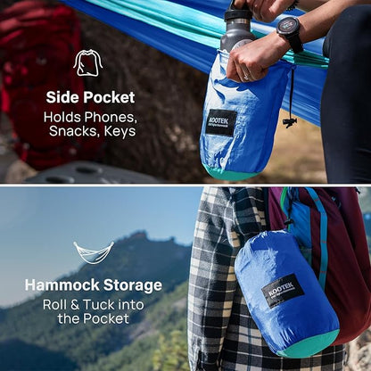Kootek Camping Hammock, Portable Hammocks with Tree Straps & Attached Carry Bag, Camping Essentials Gear, Perfect for Outside Indoor Hiking Beach Backpack Travel