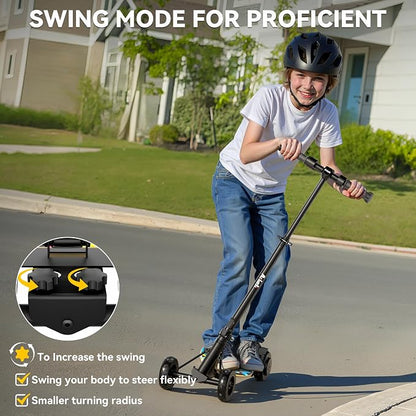 4-Wheel Electric Scooter for Kids w/ 250W Motor, Max 10 MPH & 8.5 Miles, Foldable E-Scooter for Kids with Rainbow Lights, LED Display, 5 Speeds & Adjustable Balance, UL-2272 Certified