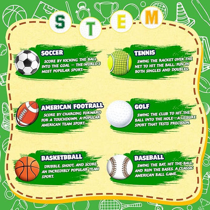 Bath Bombs for Kids, STEM 6-Pack Organic Handmade Bath Bomb Sports Themed, Basketball, Football, Rugby, Golf, Tennis Shapes, Mild Skin-Friendly SPA Toy, Nice Daily Reward and Holiday Gifts