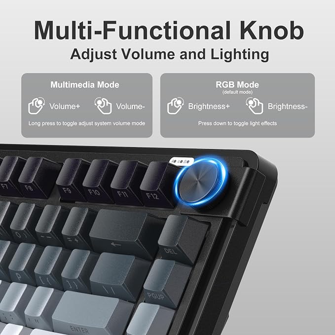 MageGee Wireless Gaming Keyboard 81 Keys RGB Backlit Tri-Mode Bluetooth 2.4G USB-C Rechargeable Mechanical Feel Keyboard 4000mAh Battery Knob Control 26-Key Anti-Ghosting for PC Mac Windows – GK950
