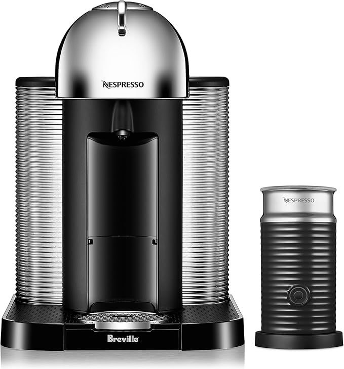 Nespresso Vertuo Coffee and Espresso Maker by Breville, Chrome with Aeroccino Milk Frother