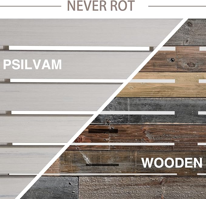 Psilvam Outdoor Bench, Two Person Poly Lumber Porch Bench, Weatherproof Garden Bench That Never Rot and Fade, All-Weather Patio Bench Suit for Garden, Porch, and Park (Grey)