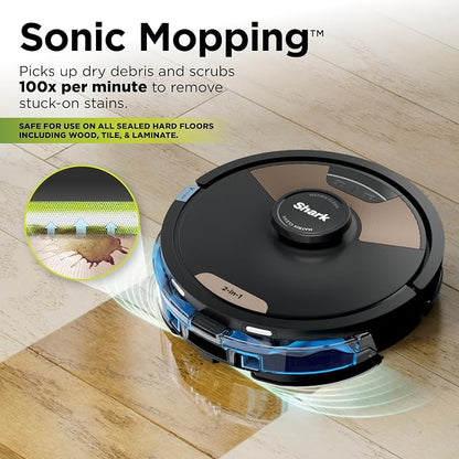 Shark Matrix Plus 2-in-1 Robot Vacuum & Mop, Black/Mocha Silver, AV2630WA | Sonic Mopping, Matrix Clean, CleanEdge, HEPA 45-Day Self-Empty Base, 360° LiDAR Mapping, Self-Cleaning Brushroll, Wi-Fi