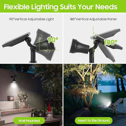4-Pack Solar Spot Lights for Outside, 30LEDs Solar-Powered Lights Outdoor with 3 Modes, Landscape Lighting Waterproof, Spotlights Auto ON/OFF for Garden Pool Tree Pathway Wall Driveway(Cool White)