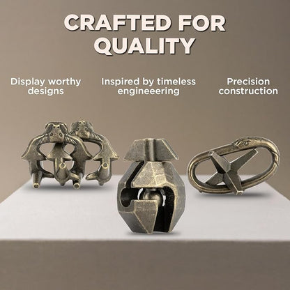 True Genius: Viking Forge - 3 Cast Metal Brainteaser Puzzles, Disentanglement Puzzle, Difficulty Level 3-5, Project Genius, Ages 8+
