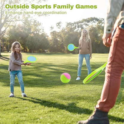 Toss and Catch Game for Kids: Toss and Catch Balls Set of 2 - Outdoor Catching Ball Paddle Toys for Ages 3+ Beach Paddle Ball Sets for Yard, Backyard, Summer