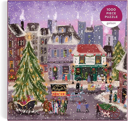 Galison Christmas Square 1000 Piece Puzzle in Square Box from Galison - Holiday Puzzle for Adults with Beautiful Artwork from Joy Laforme, Thick and Sturdy Pieces, Perfect