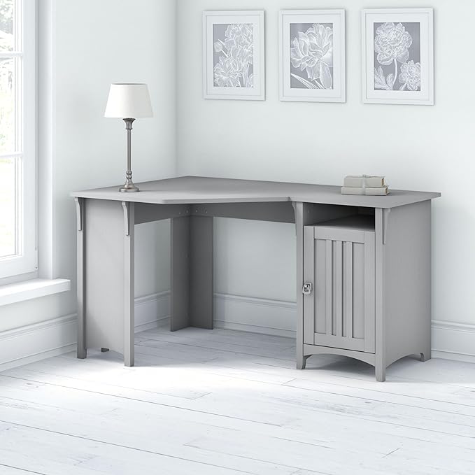 Bush Furniture Salinas 55 Inch W Corner Desk with Storage Cabinet, Cape Cod Gray (SAD155CG-03)