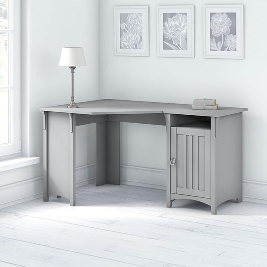 Bush Furniture Salinas 55 Inch W Corner Desk with Storage Cabinet, Cape Cod Gray (SAD155CG-03)