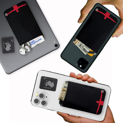 Phone Wallet - Adhesive Card Holder - Cell Phone Pouch - Stick on Lycra Pocket by Gecko - Carry Credit Cards and Cash