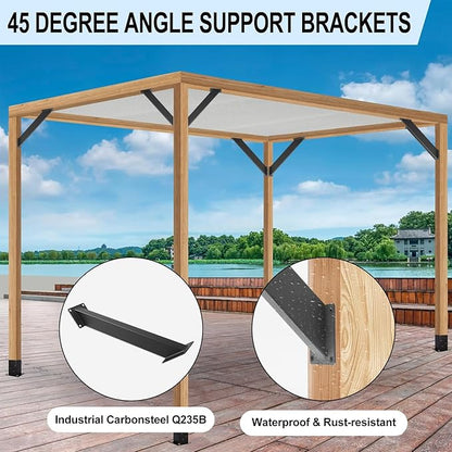 8 Pcs 45 Degree Angle Support Brackets for Pergola | Heavy Duty Connector For Wooden Structures Support For Gazebos|Tree Houses|Cabins And Patios