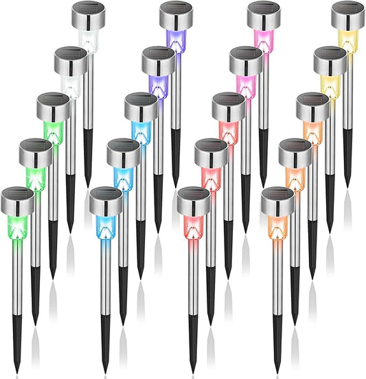 GIGALUMI Solar Lights Outdoor Waterproof, 20 Pack Multicolor, Garden Decor Pathway Lights Solar Powered for Yard Patio, Lawn and Landscape