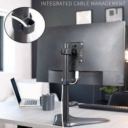 VIVO Single Monitor Desk Stand, Holds Screens up to 32 inch Regular and 38 inch Ultrawide, Freestanding VESA Steel Mount Base, Adjustable Height, Tilt, Swivel, Rotation, Black, STAND-V001H