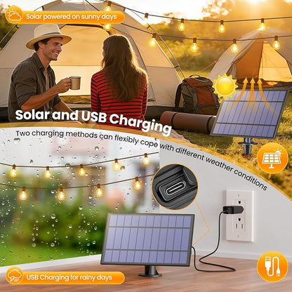 Mlambert 25FT Solar Powered String Lights Outdoor, Waterproof Solar Patio Light String with 10+1 Shatterproof LED G40 Bulbs for Backyard Garden-Brown