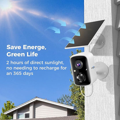 Hiseeu Solar Camera Security Outdoor, 4 Pack 100% Wireless 3K 4MP Surveillance Indoor WiFi Smart Cameras for Home Security Outside, PIR/AI Motion Detection, Waterproof, Color Night Vision, 2-Way Audio