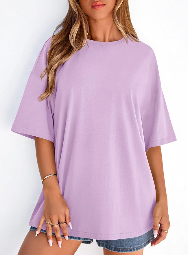 PRETTYGARDEN Womens 2026 Spring Going Out Tops Casual Short Sleeve Crewneck Loose Fit Basic Oversized T Shirts Summer Outfits