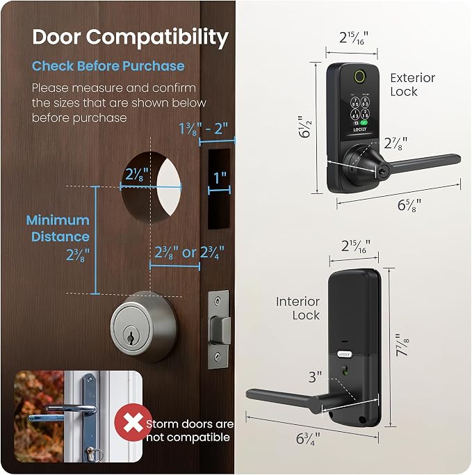 Lockly Secure Pro Smart Lock with Handle - Biometric Fingerprint & Patented Anti-Peep PIN Genie Keypad, Built-in Wi-Fi Keyless Entry Door Lock, App Remote Control, Works with Alexa & Google Assistant