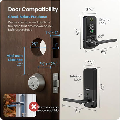 Lockly Secure Pro Smart Lock with Handle - Biometric Fingerprint & Patented Anti-Peep PIN Genie Keypad, Built-in Wi-Fi Keyless Entry Door Lock, App Remote Control, Works with Alexa & Google Assistant