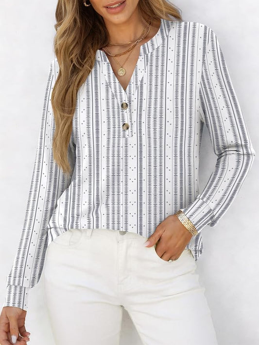 ANRABESS Women's Long Sleeve Shirts 2026 Spring Fashion Dressy Casual Tops Trendy Henley Blouses Cute Work Outfits Clothes