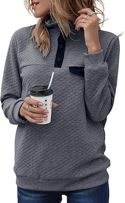 BTFBM Women Fashion Quilted Pattern Lightweight Zipper Long Sleeve Plain Casual Ladies Sweatshirts Pullovers Shirts Tops