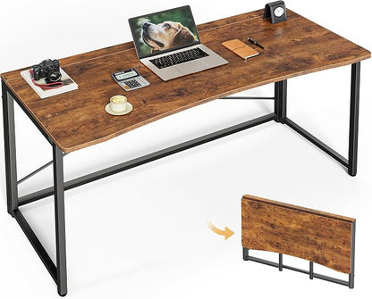 Huuger Folding Desk for Small Spaces, 31.5 Inch Foldable Computer Table, Easy Assembly, for Home Office, Study, Bedroom, Dorm, Space Saving, Small Writing Work Office Computer Desk, Rustic Brown