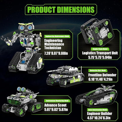 HPROMOT STEM Robot Building Sets for Kids Ages 8-16, 5-in-1 Remote Control and APP Robot Toys, 757 Pcs DIY Building Science Educational Kit, Building Block Birthday Present for Teen Boys and Girls
