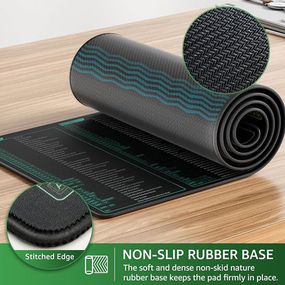 KTRIO Excel Shortcuts Mousepad, Desk Mat, 31.5 x 11.8 in, XL | Smooth Micro-Weave Surface, Shortcut Reference, Non-Slip Rubber Base, Durable Stitched Edges, Office & Home Use
