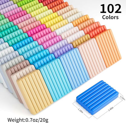 Polymer Clay 102 Colors, Modeling Clay for Kids, Non-Sticky Oven Bake Clay with Sculpting Tools and Accessories, Halloween Christmas Gift for Children and Artists