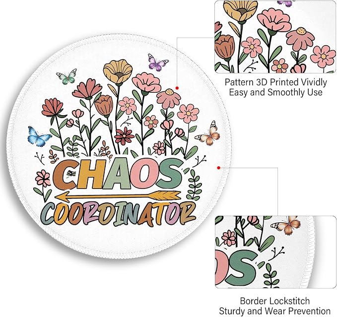 Chaos Coordinator Office Work Mouse Pad, Small Round Mouse Pads for Desk, Mini Travel Mousepad for Wireless Computer Laptop, Desk Accessories, 8.6 x 8.6 inch