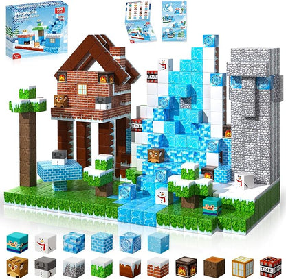 ToyUnited Magnetic Blocks - 100PCS Magnetic Building Blocks Glacier Castle, STEM Montessori Sensory Toys for Toddlers Kids Boys Girls Ages 3 4 5 6 7 8 9 10+ Holiday Birthday Gifts