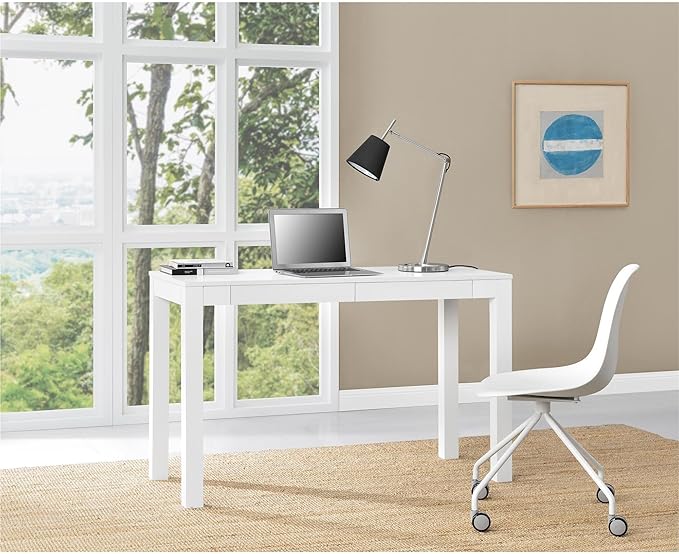 Parsons Xl Desk with 2 Drawers, White