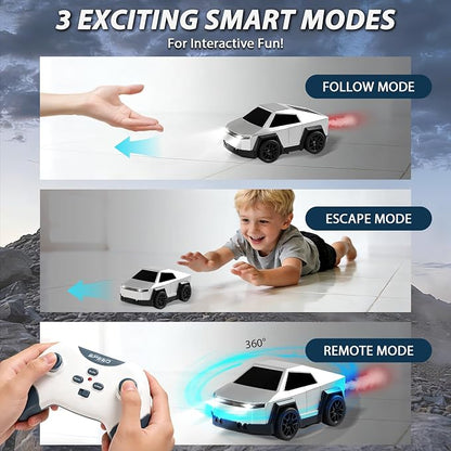 Remote Control Car Cyber-Inspired Rc Cars Toys with Drift Spray Lights Sound Automatic Follow 2.4GHz Rc Truck Toys for 3+ Boys Pet