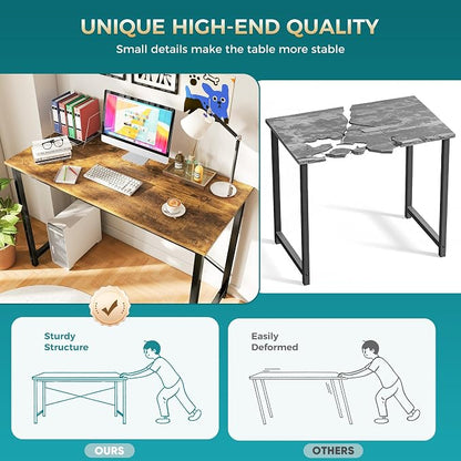 OLIXIS 44 Inch Computer Office Desk for Small Spaces, Writing Gaming Work Desk Modern Study Table with Metal Frame Home Bedroom, Rustic Brown | Computer Writing Workstation, Strong Metal Frame, Small Spaces Home Bedroom Dorm, Rustic Brown