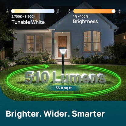 Linkind Smart Low-Voltage Path Lights SP6LV, 510LM Multi-Zone Outdoor Pathway Lights AC/DC 12-24V, App & Voice Controlled Color-Changing Landscape Lighting for Garden, Walkway, Driveway, 4 Pack