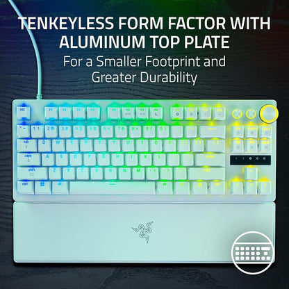 Razer Huntsman V3 Pro TKL 8KHz Esports Gaming Keyboard, White | Analog Optical Switches Gen 2, 8000 Hz Polling, Razer Snap Tap, Rapid Trigger, Adjustable Actuation, Media Controls