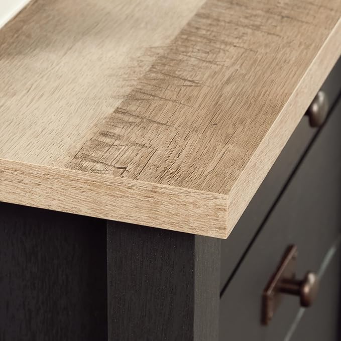 Sauder Cottage Road L-Desk, L: 65.12" x W: 58.66" x H: 29.76", Raven Oak Finish