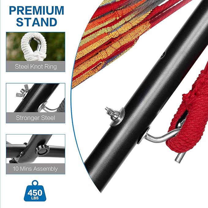 PNAEUT Hammocks and Stand Double (Red)