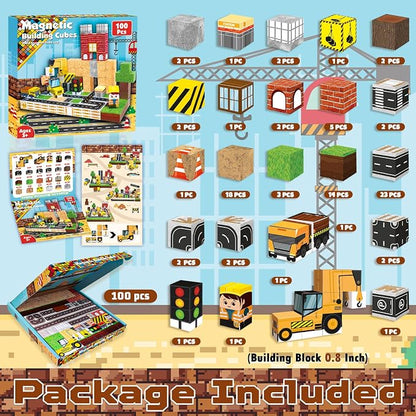 ToyUnited Magnetic Blocks - 100PCS Magnetic Building Blocks Magnet Cubes Stacking Construction Set, STEM Montessori Sensory Toys for Kids Boys Girls Ages 3-5 6-8 Holiday Birthday Gifts