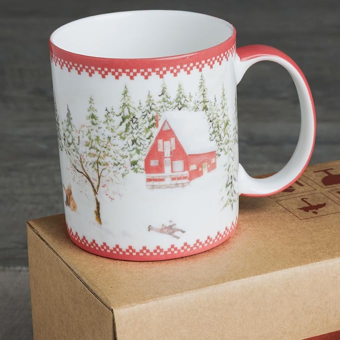 Maison d' Hermine Coffee Mug with Handles Tea Cups (12 Ounce, Pack of 1) | Fine Bone China Coffee Mugs for Hot Beverages Cappuccino Latte Home Restaurant Spring Summer -Rural Christmas - Jokkmokk